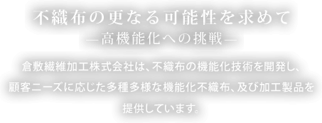 不織布の更なる可能性を求めてー高機能化への挑戦ー