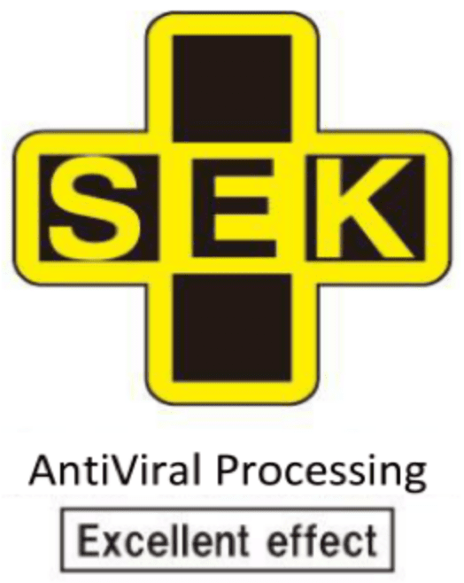 SEK (Reduces the amount of particular viruses on fibers) Certification number UK16A16Japan Textile Evaluation Technology Council Agent Name: Inorganic Agent (Metal Salt) Kurashiki Textile Manufacturing Co., Ltd.